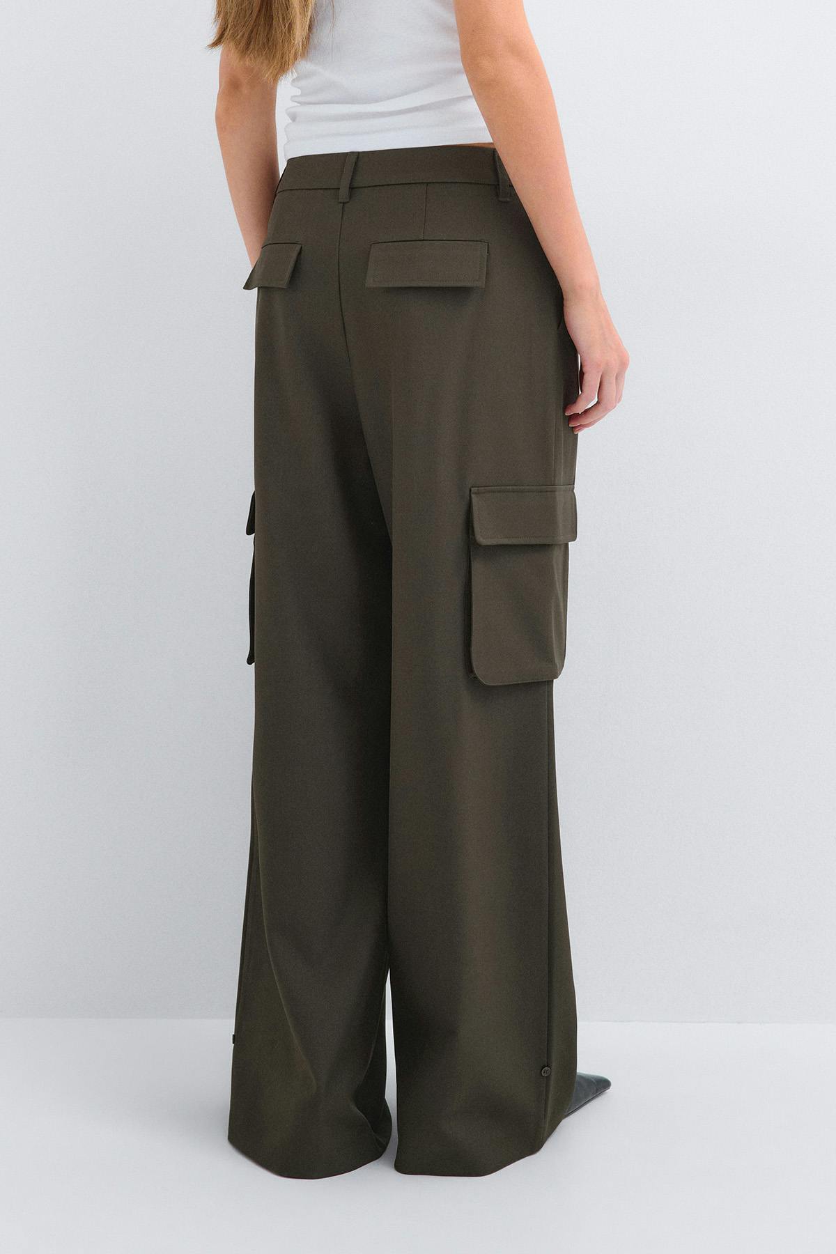 Pleated cargo trousers - Vert foncé