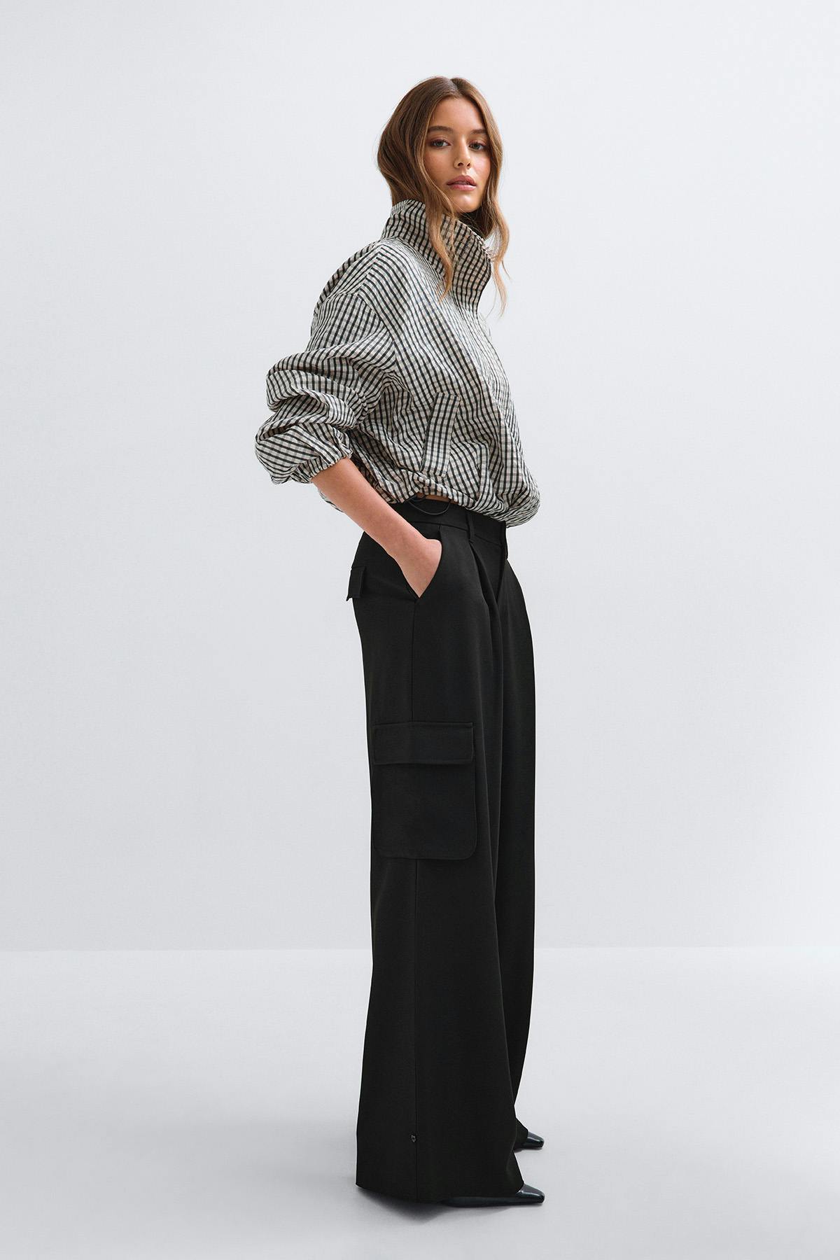 Pleated cargo trousers - Vert foncé
