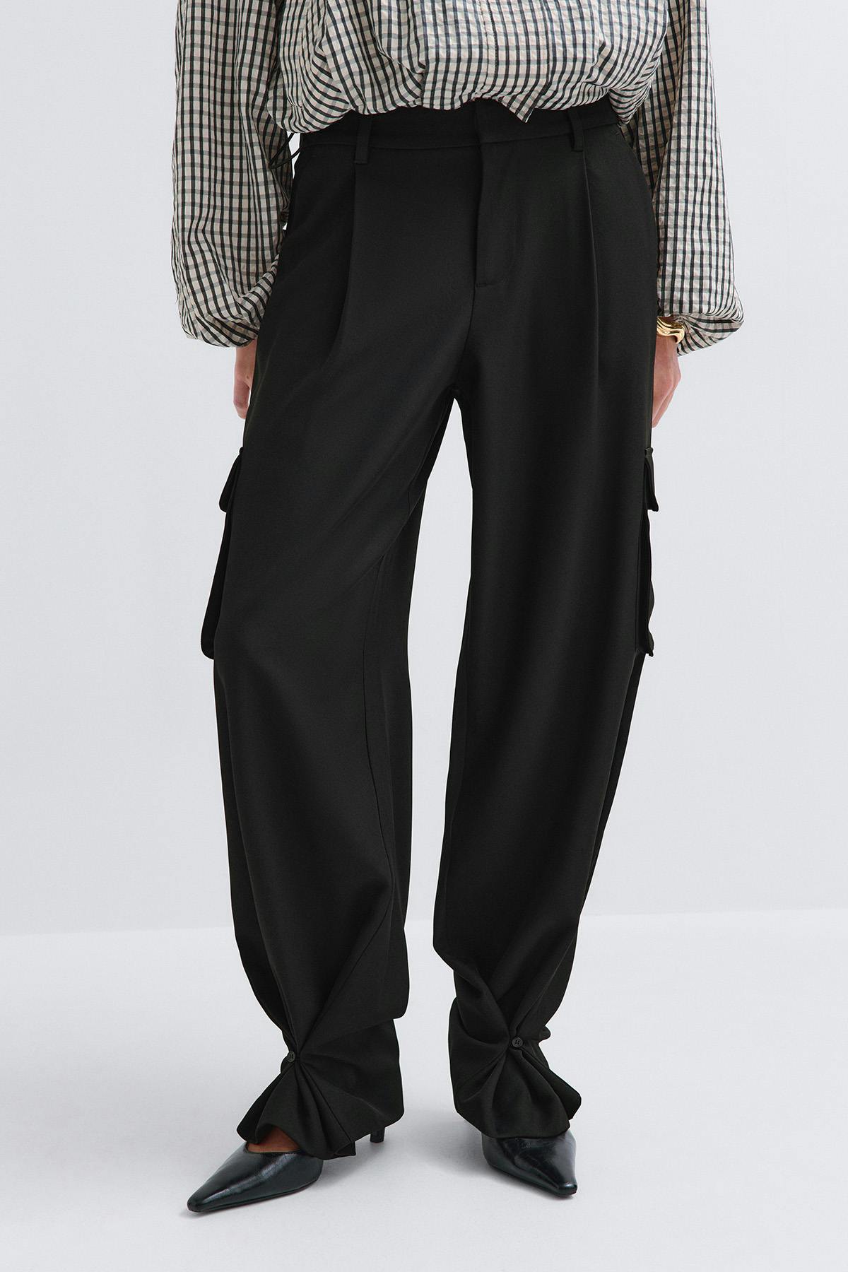 Pleated cargo trousers - Noir