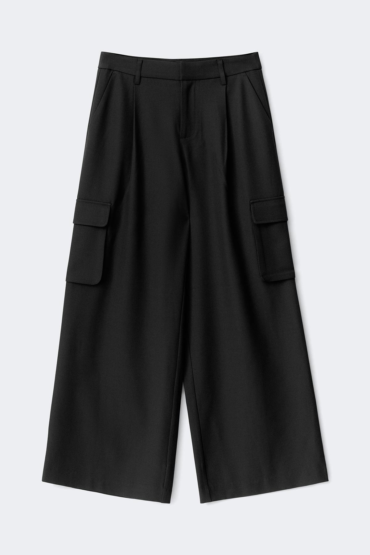 Pleated cargo trousers - Noir