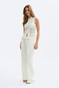 Sleeveless lace top - Creme