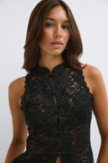 Sleeveless lace top - Noir