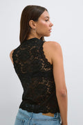 Sleeveless lace top - Noir