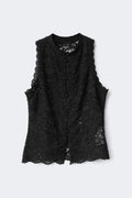 Sleeveless lace top - Noir