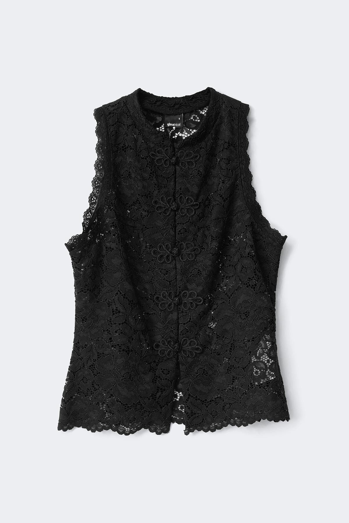 Sleeveless lace top - Noir