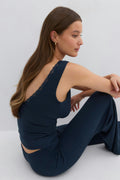 Soft v-neck singlet - Navy blazer