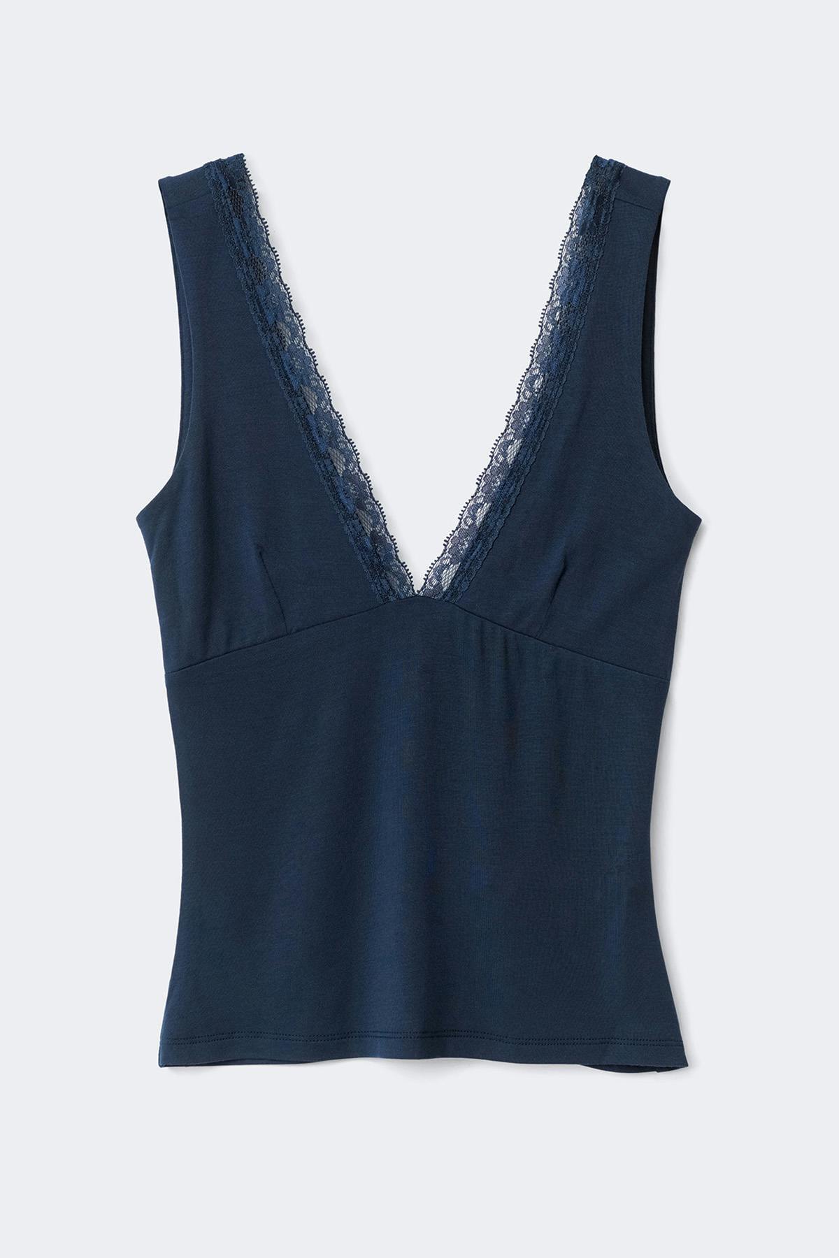 Soft v-neck singlet - Navy blazer