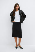 Satin midi skirt - Black dot
