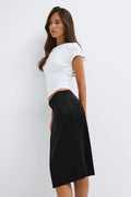 Satin midi skirt - Black dot