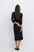 Satin midi skirt - Black dot