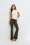 Ruched flare yoga tights - Marron foncé