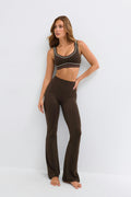 Ruched flare yoga tights - Dusty blue