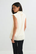 Faux feather top - Creme
