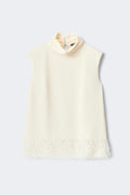 Faux feather top - Creme