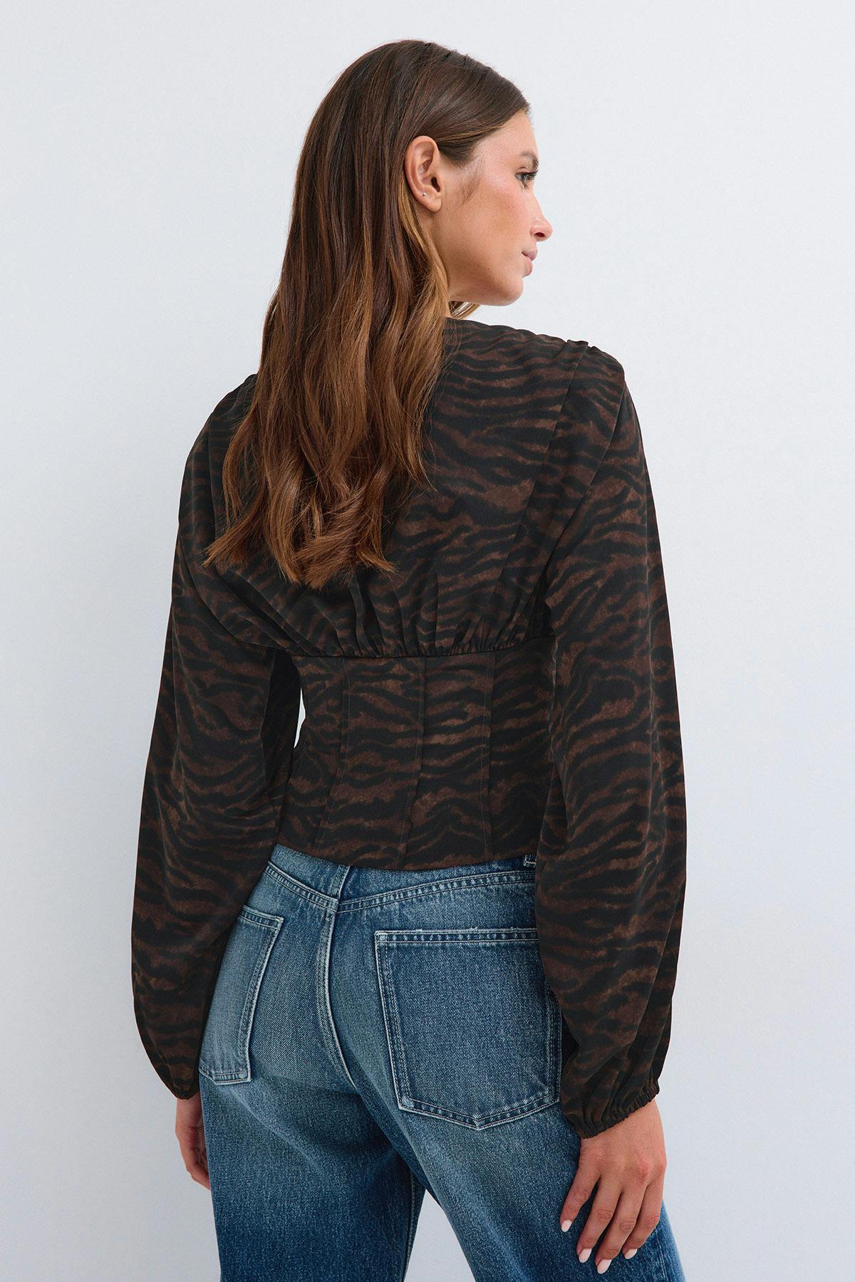 Shaped corset blouse - Tiger print