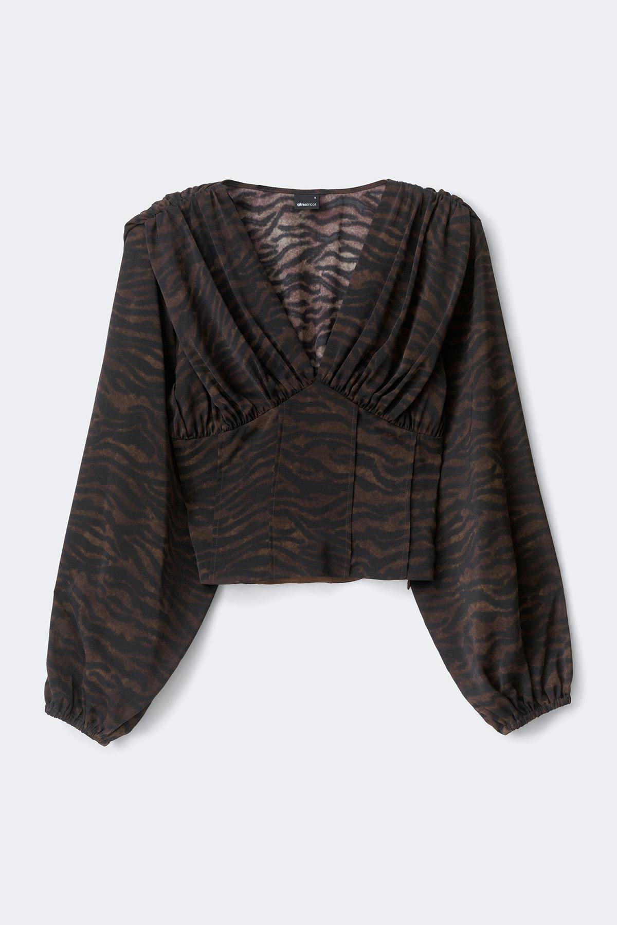 Shaped corset blouse - Tiger print