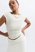 Boucle boatneck top - Crème