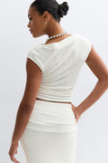 Boucle boatneck top - Crème