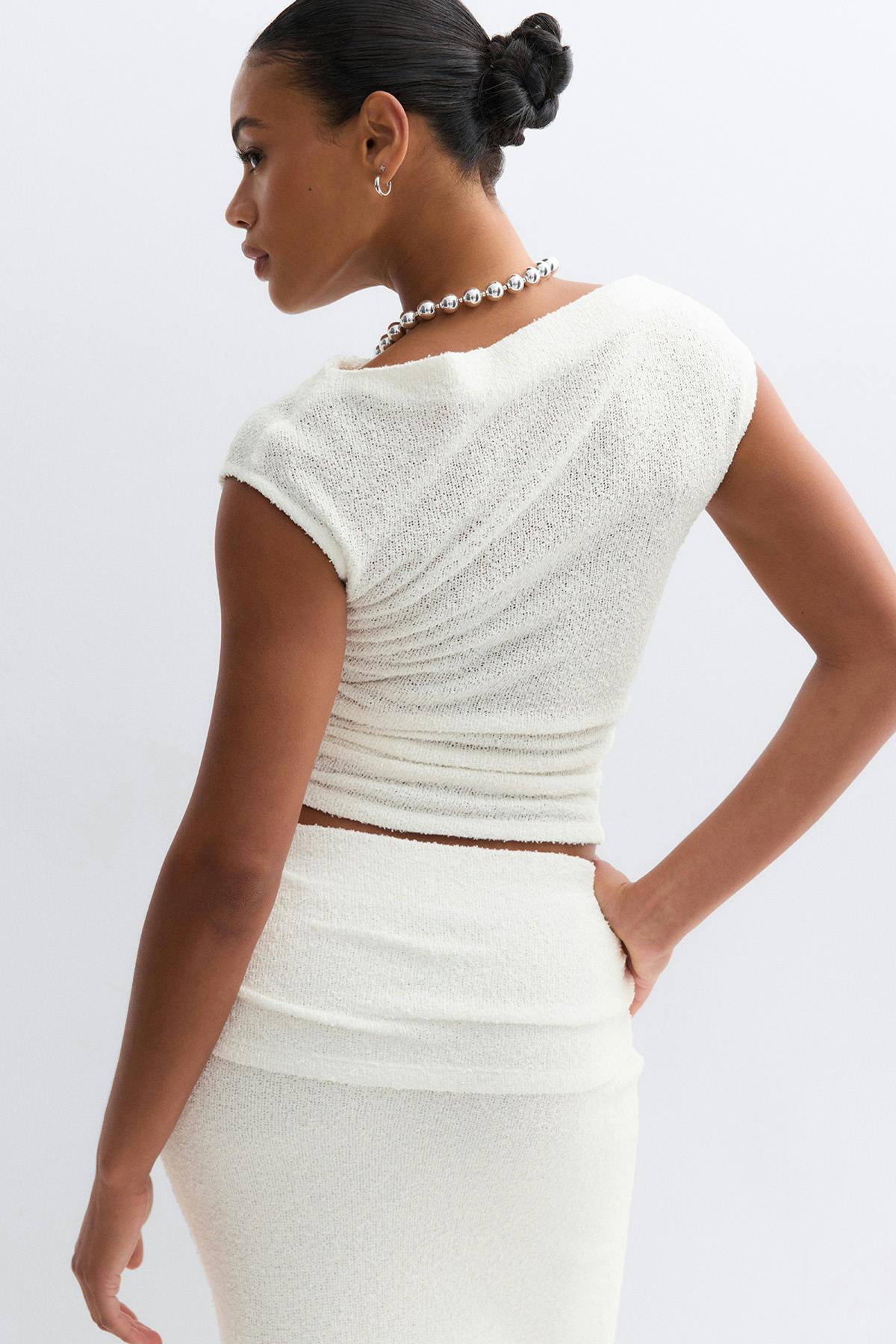 Boucle boatneck top - Crème