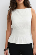 Lace smock top - Blanc cassé