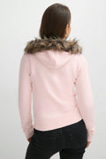 Y fur zip hoodie - Ballet slipper