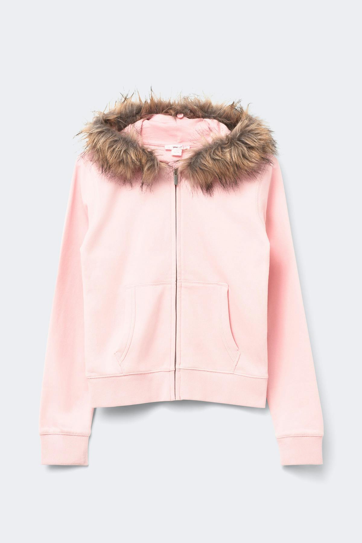 Y fur zip hoodie - Ballet slipper