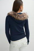 Y fur zip hoodie - Navy blazer