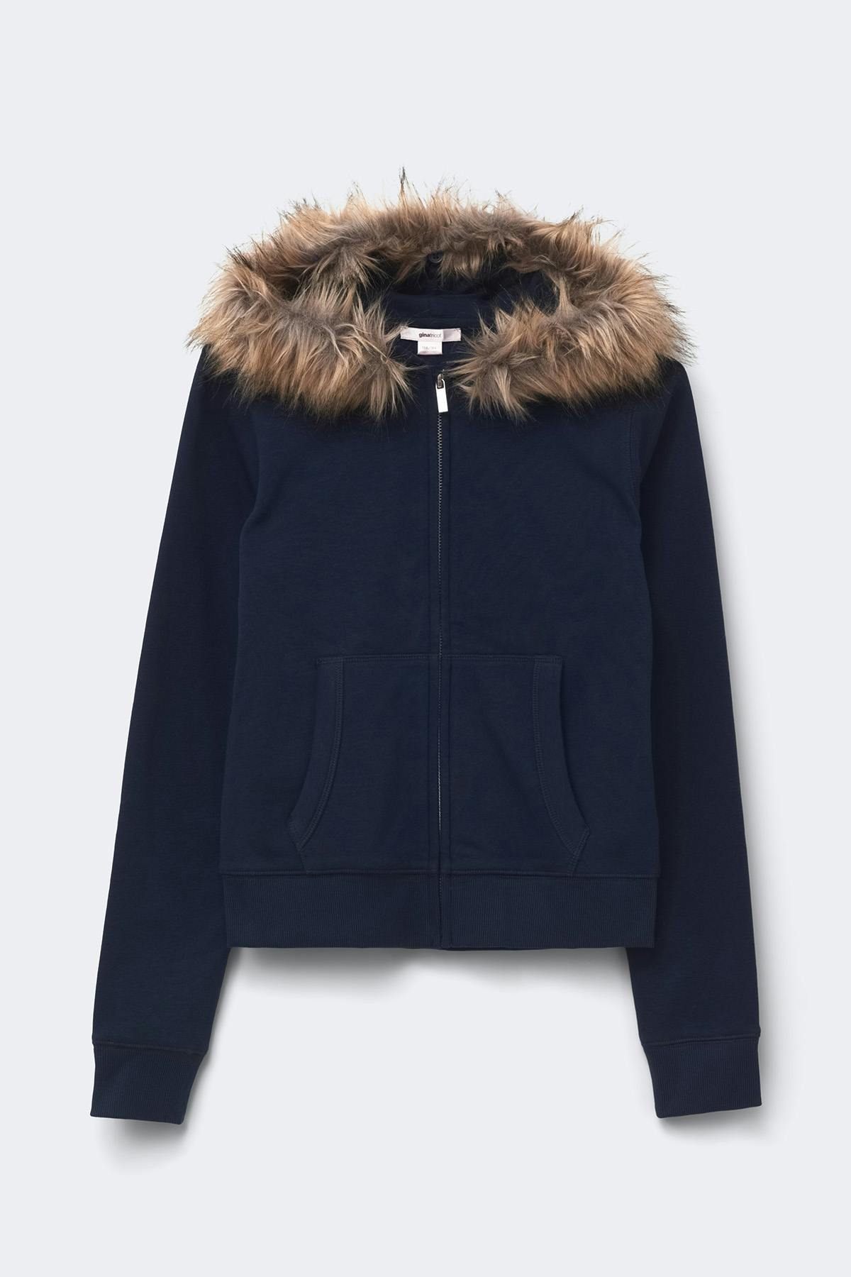 Y fur zip hoodie - Navy blazer