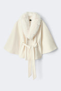 Faux fur collar cape jacket