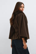 Faux fur collar cape jacket - Vert foncé