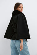 Faux fur collar cape jacket