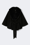 Faux fur collar cape jacket