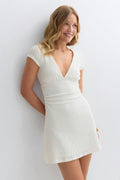 Textured mini dress - Blanc cassé