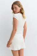 Textured mini dress - Blanc cassé