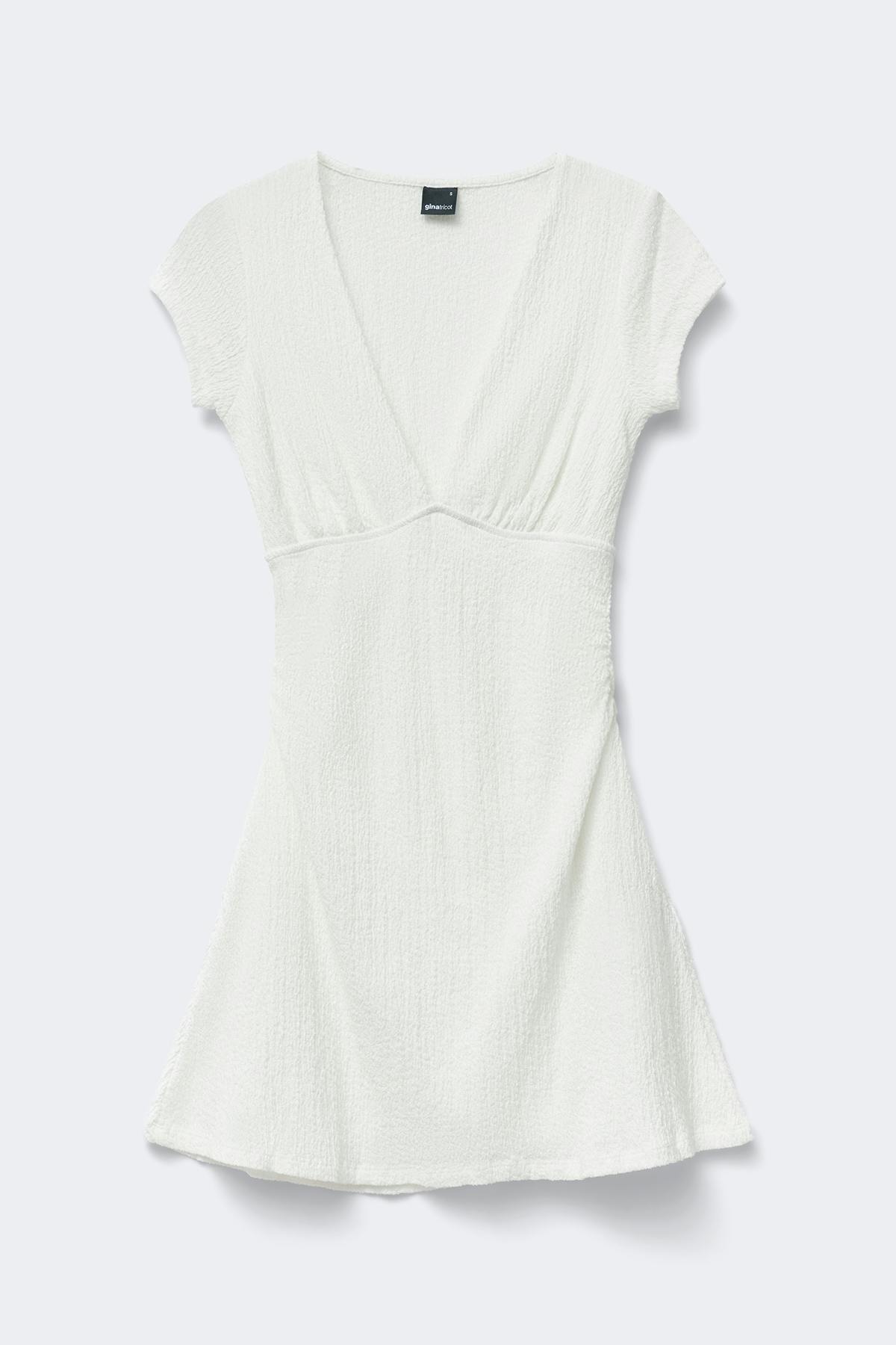 Textured mini dress - Blanc cassé
