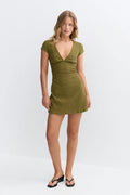 Textured mini dress - Brook green