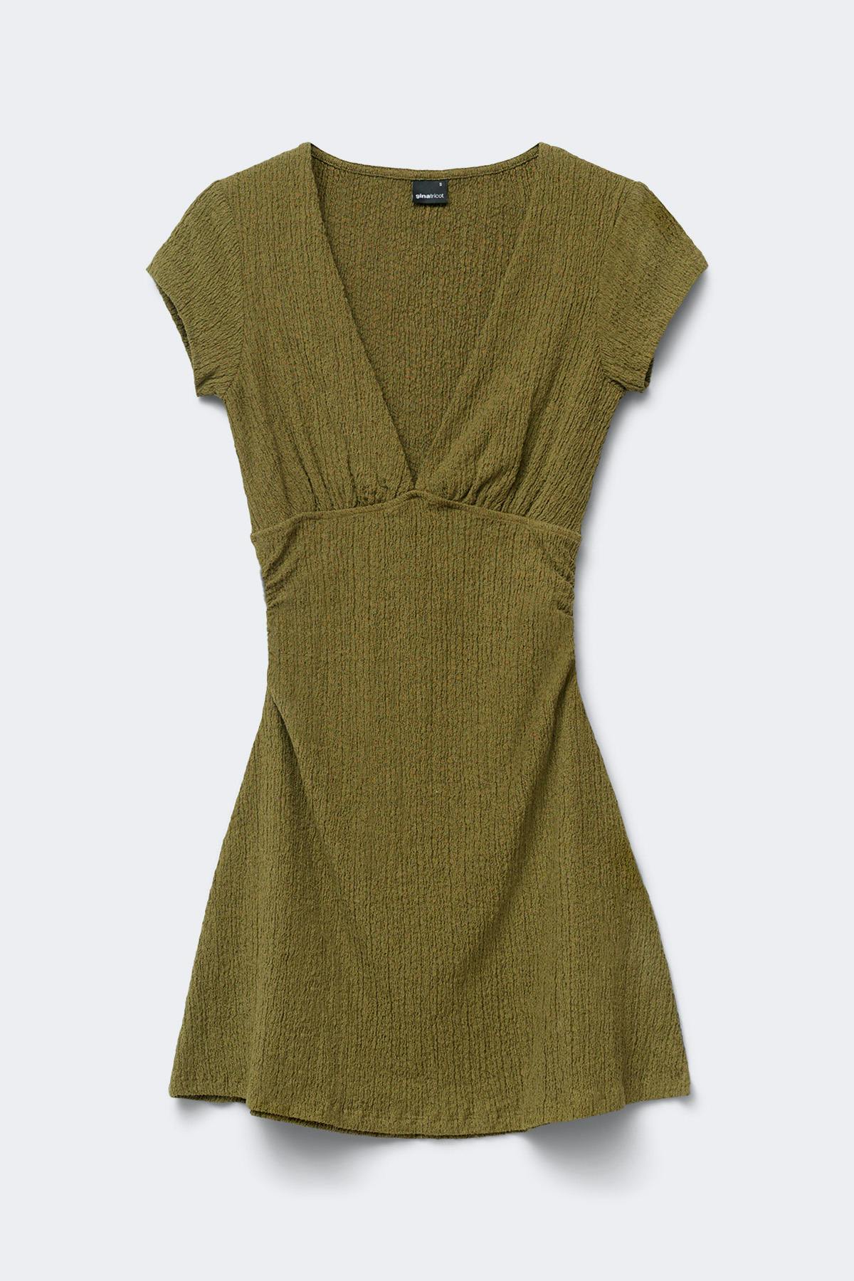 Textured mini dress - Brook green