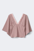 V-neck wide sleeve top - Pale mauve