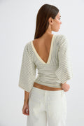 V-neck wide sleeve top - Afterglow