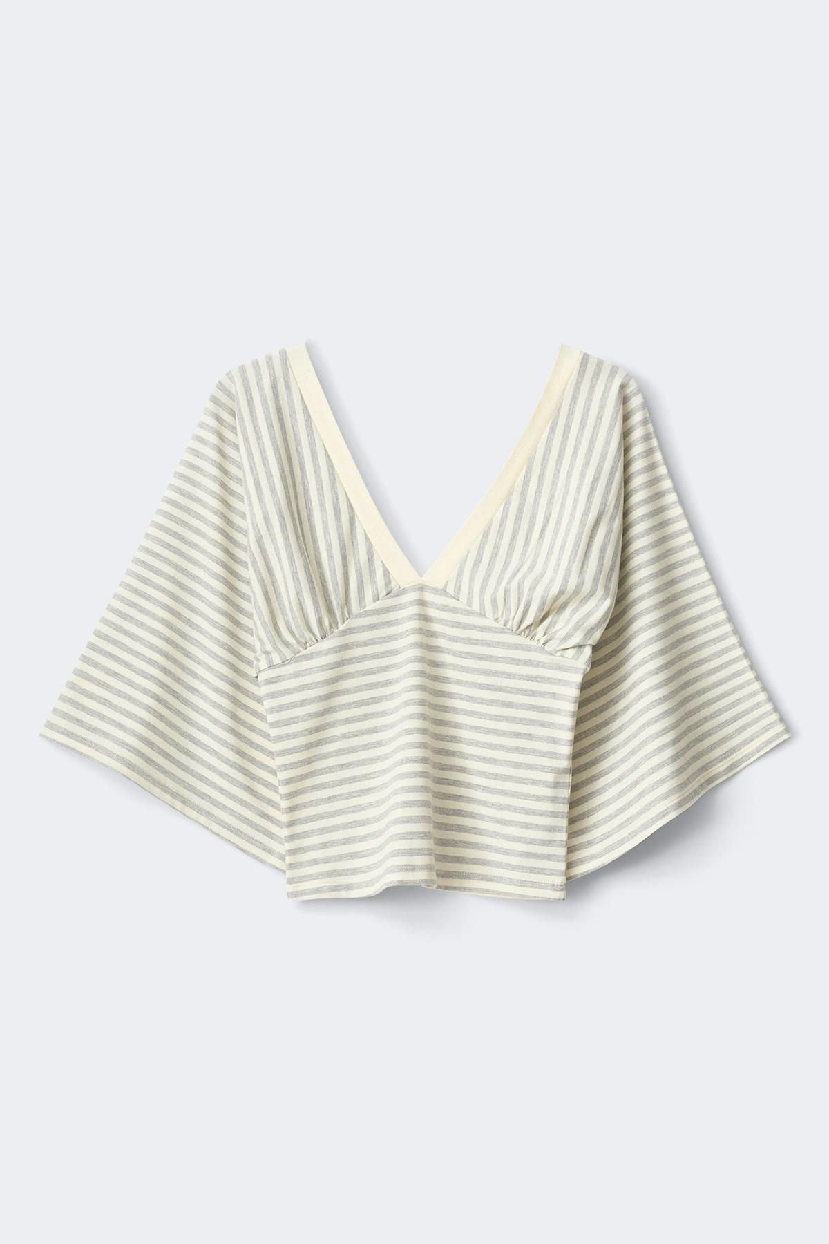 V-neck wide sleeve top - Afterglow