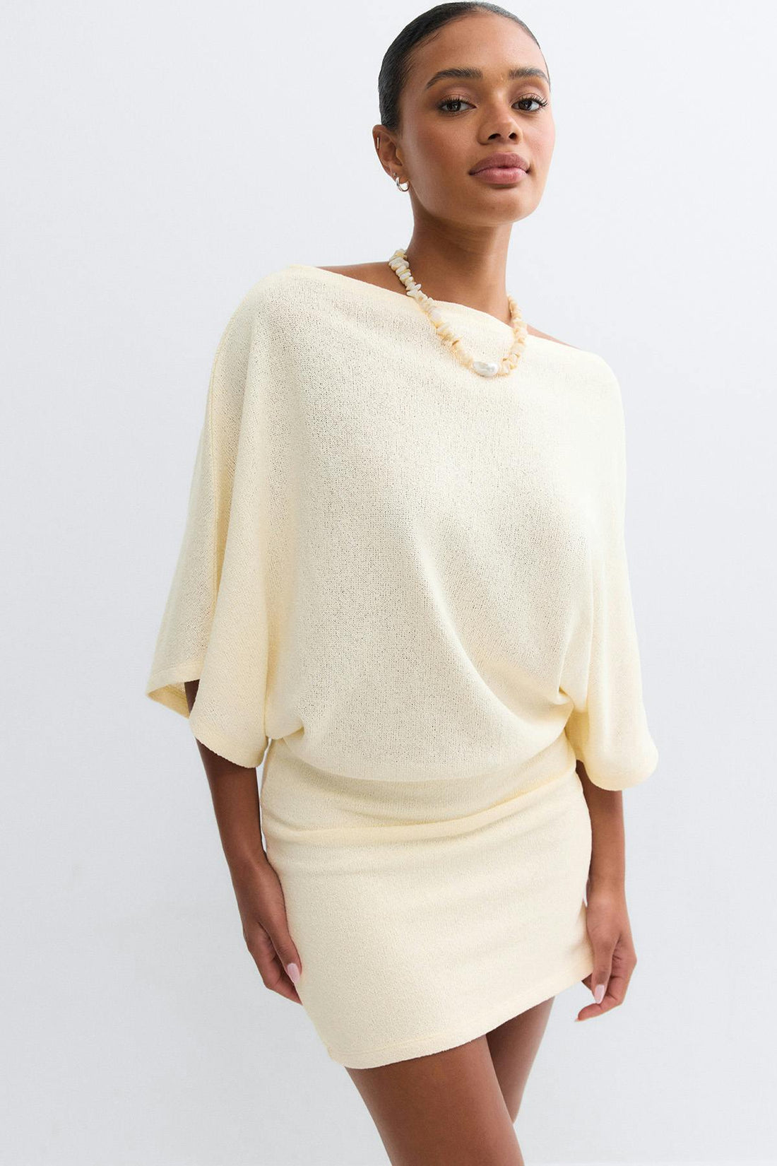 Slouchy boatneck dress - Egret