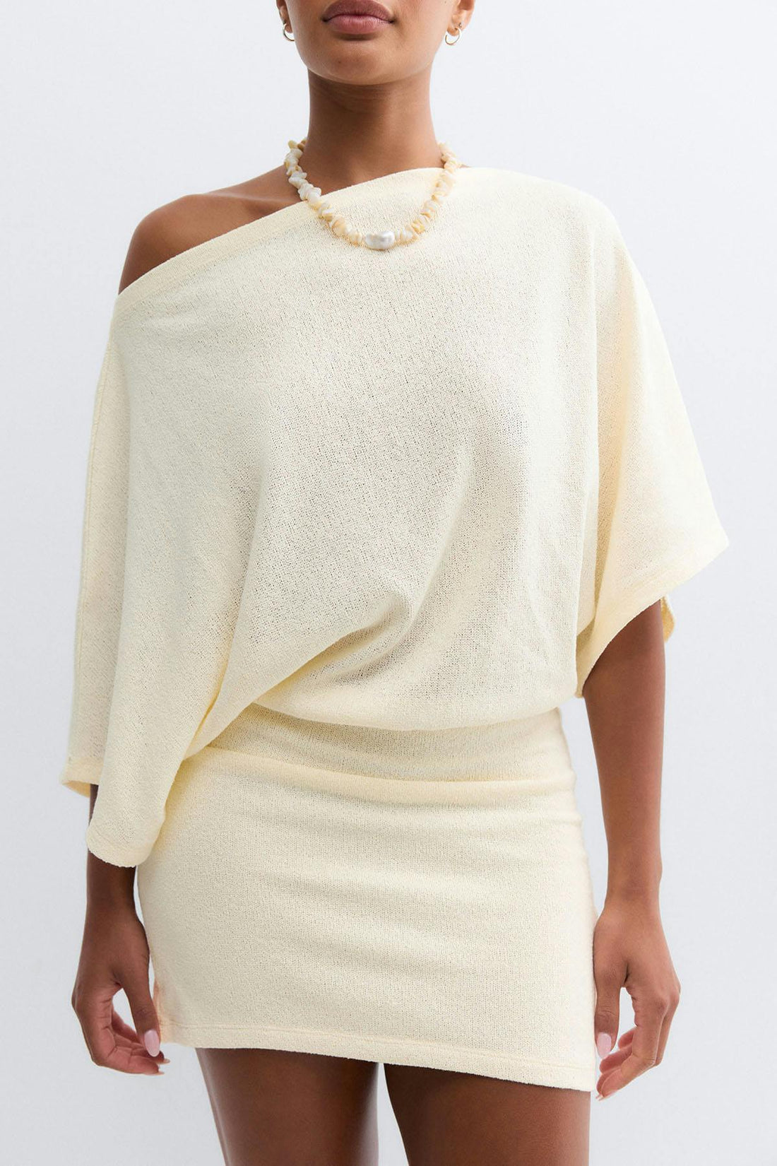 Slouchy boatneck dress - Egret