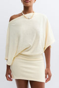 Slouchy boatneck dress - Egret
