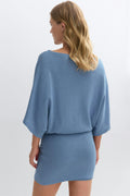 Slouchy boatneck dress - Dusty blue