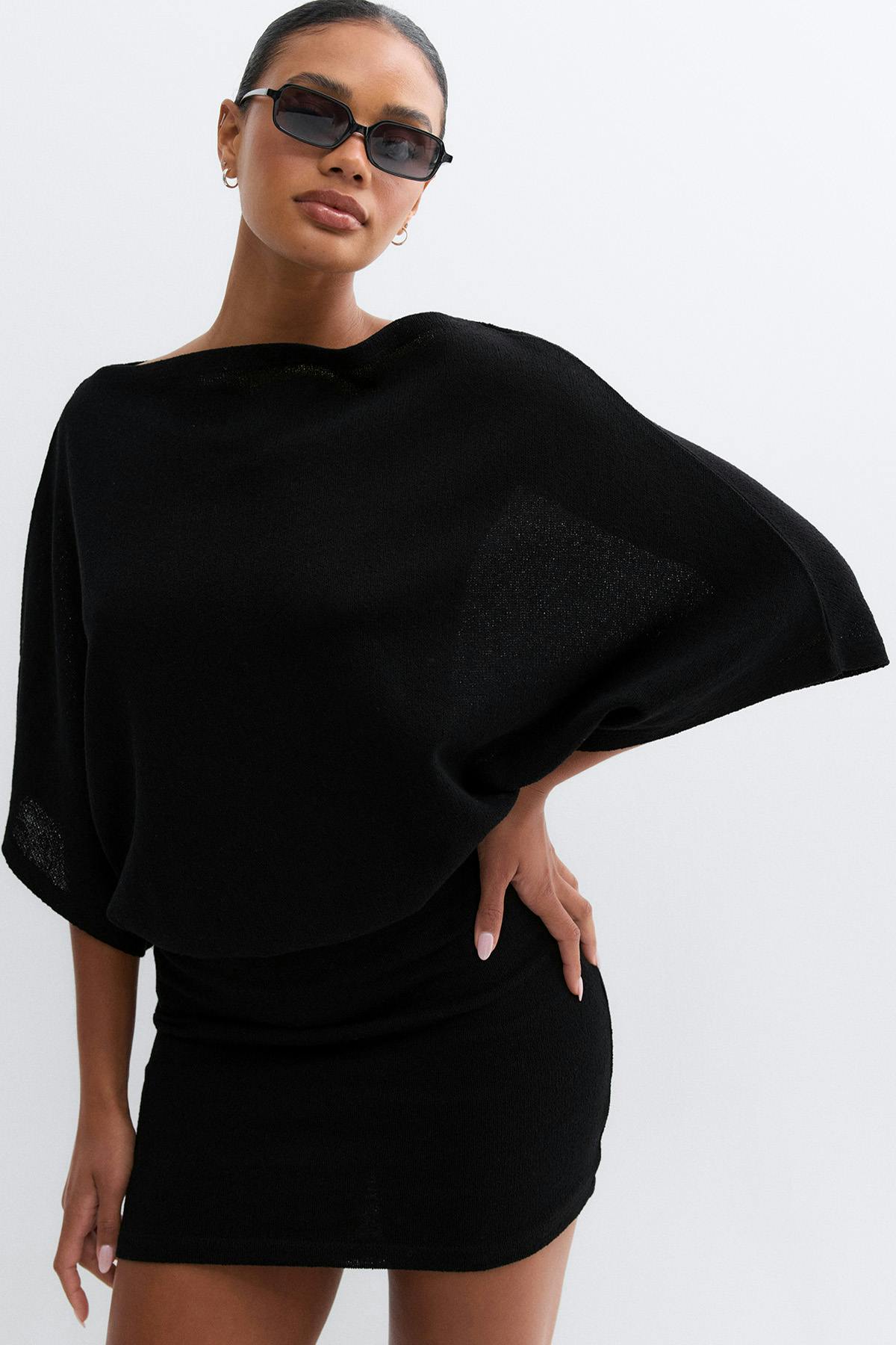 Slouchy boatneck dress - Egret