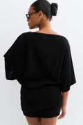 Slouchy boatneck dress - Noir