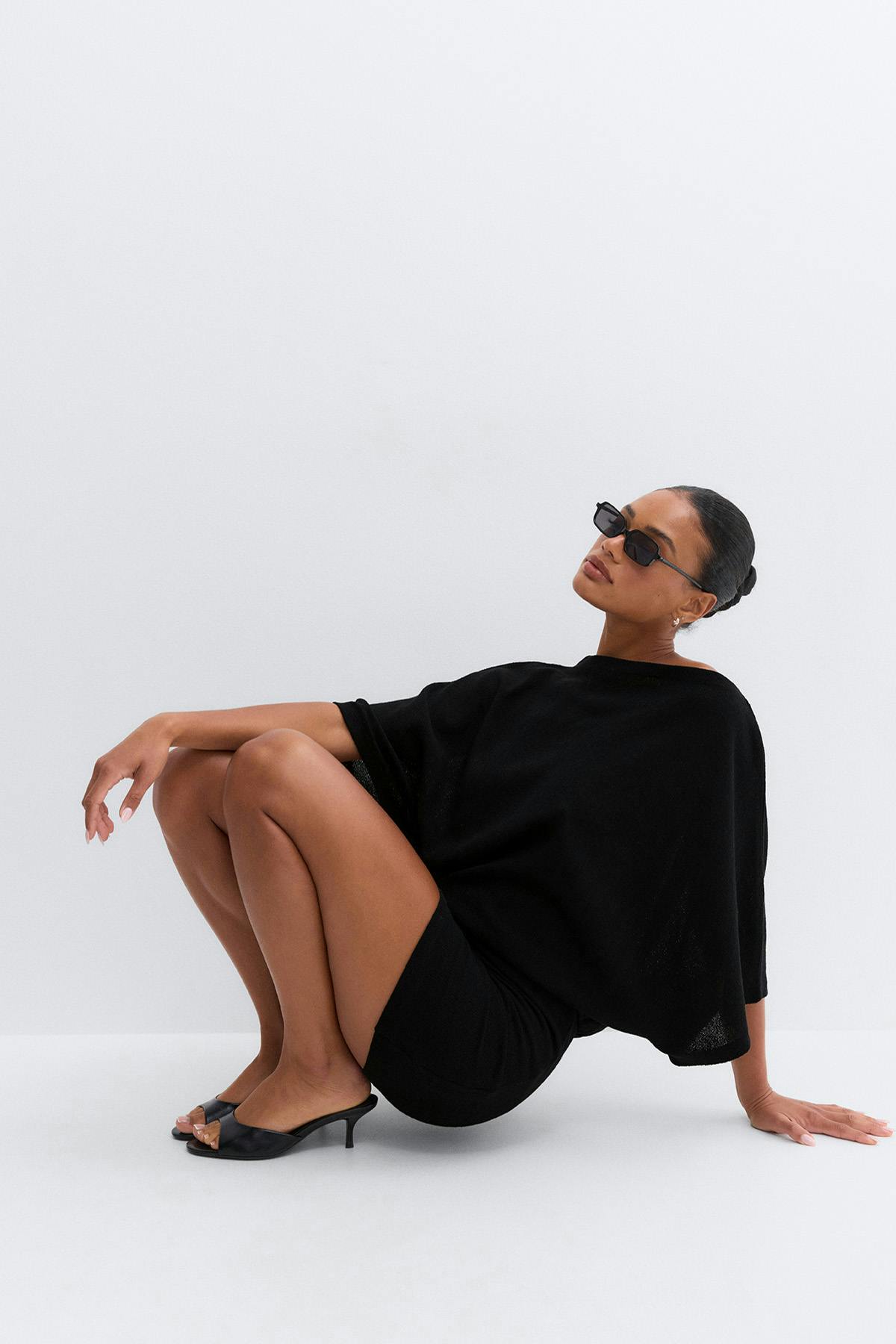Slouchy boatneck dress - Noir