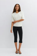 Shoulder pad knitted top - Blanc cassé