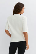 Shoulder pad knitted top - Blanc cassé