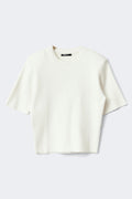 Shoulder pad knitted top - Blanc cassé